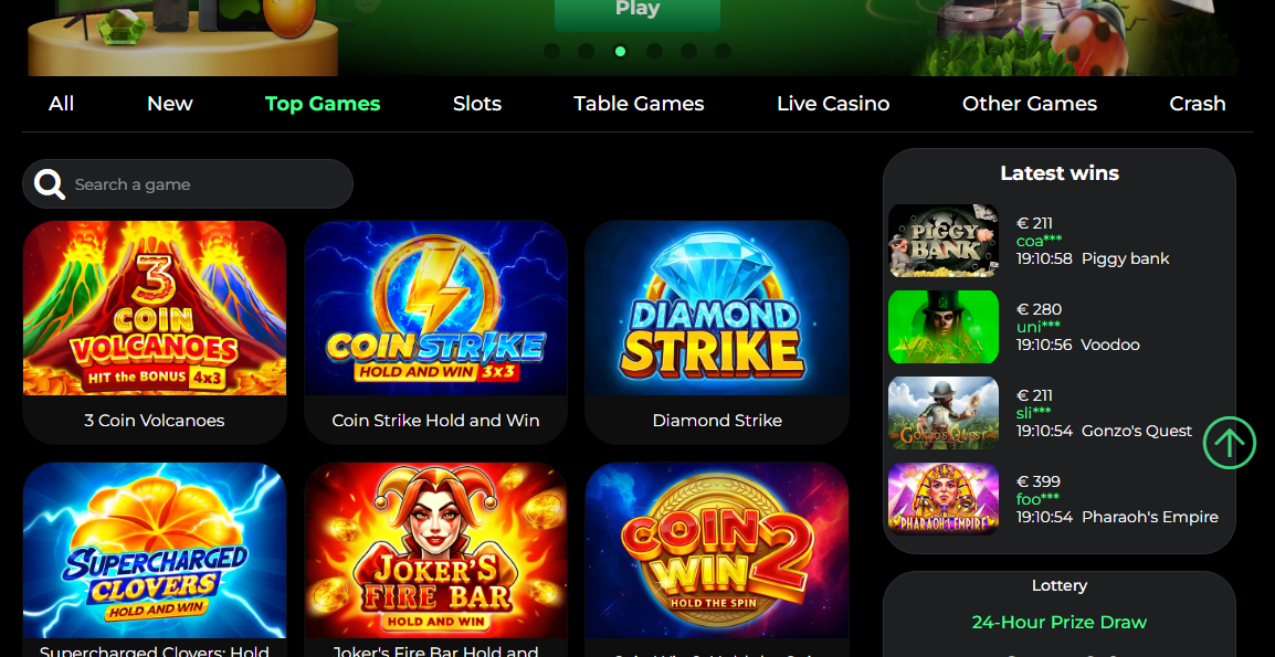 Patrick Spins Casino Desktop screenshot